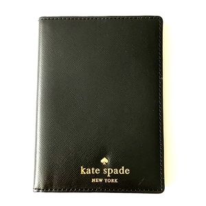 Kate Spade Passport holder black textured leather